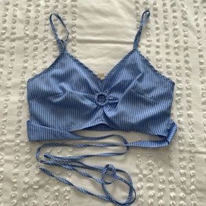 Blue Wrap Crop Top
